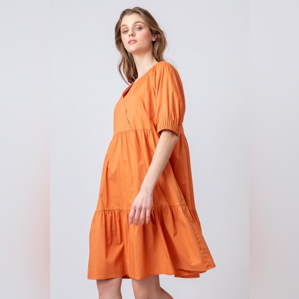IVKO Solid Orange Babydoll Dress 40‎